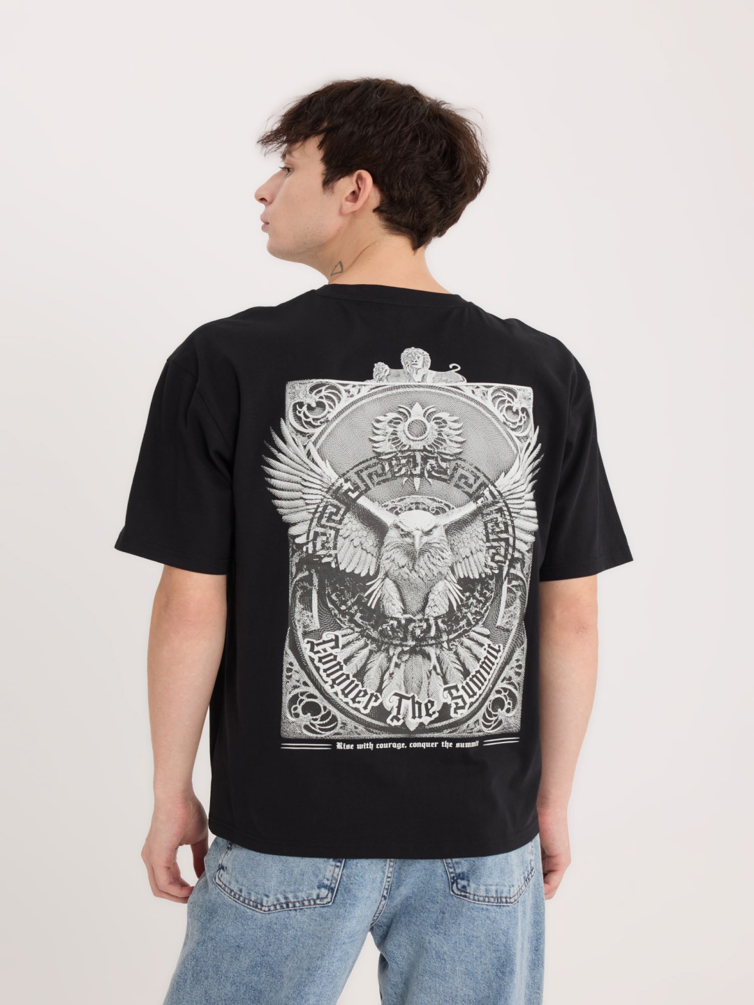 

DeFacto Men Biker Printed Raw Edge T-shirt, Na