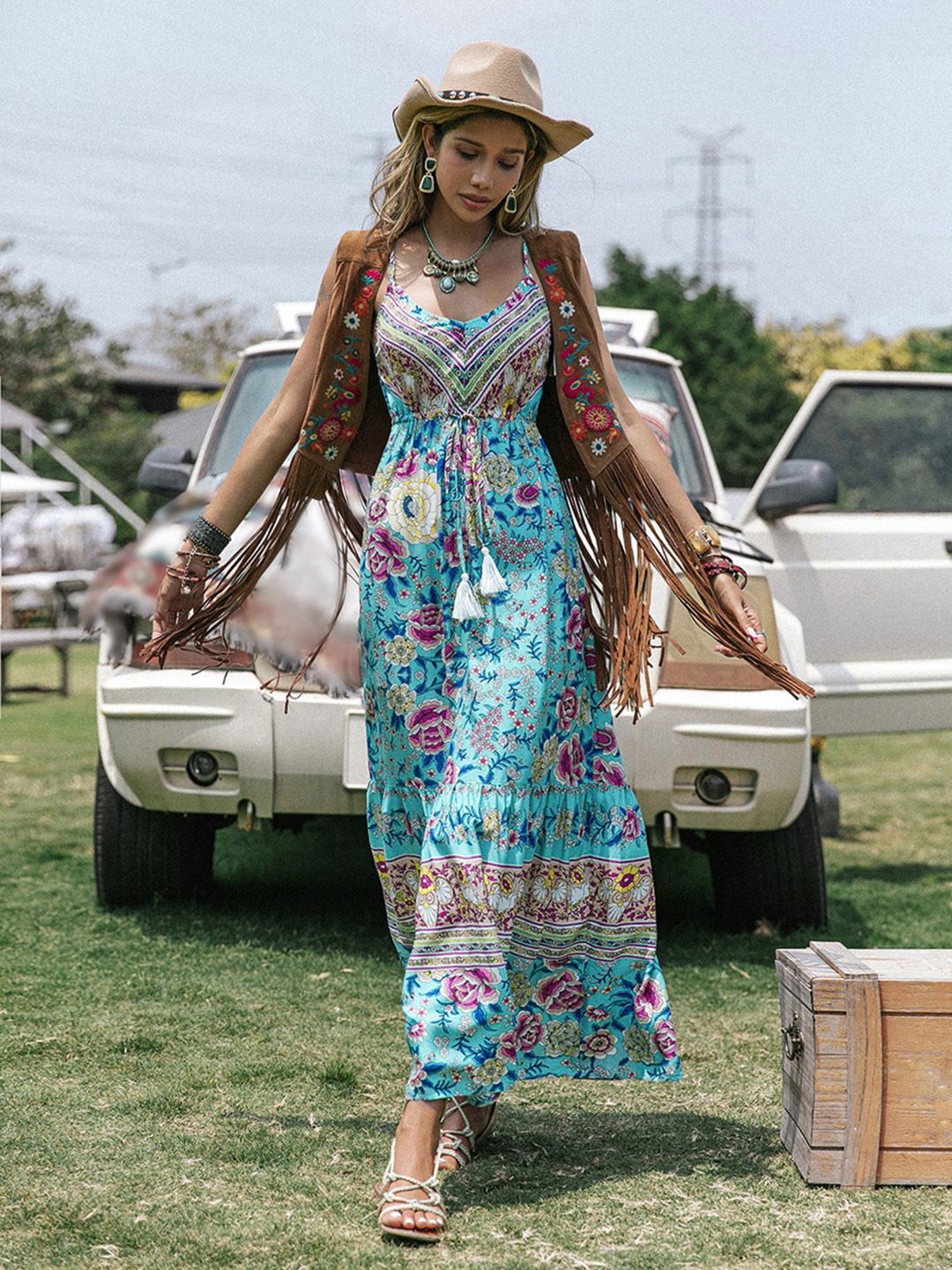 

JC Mode Print Maxi Dress, Multi