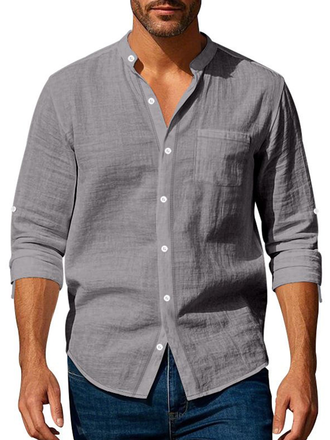 

StyleCast x Revolte Men Opaque Casual Shirt, Grey