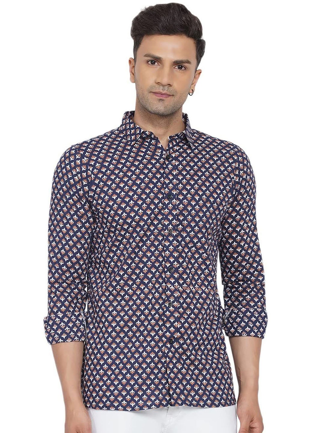 

VEERA PARIDHAAN Men Opaque Printed Casual Shirt, Blue