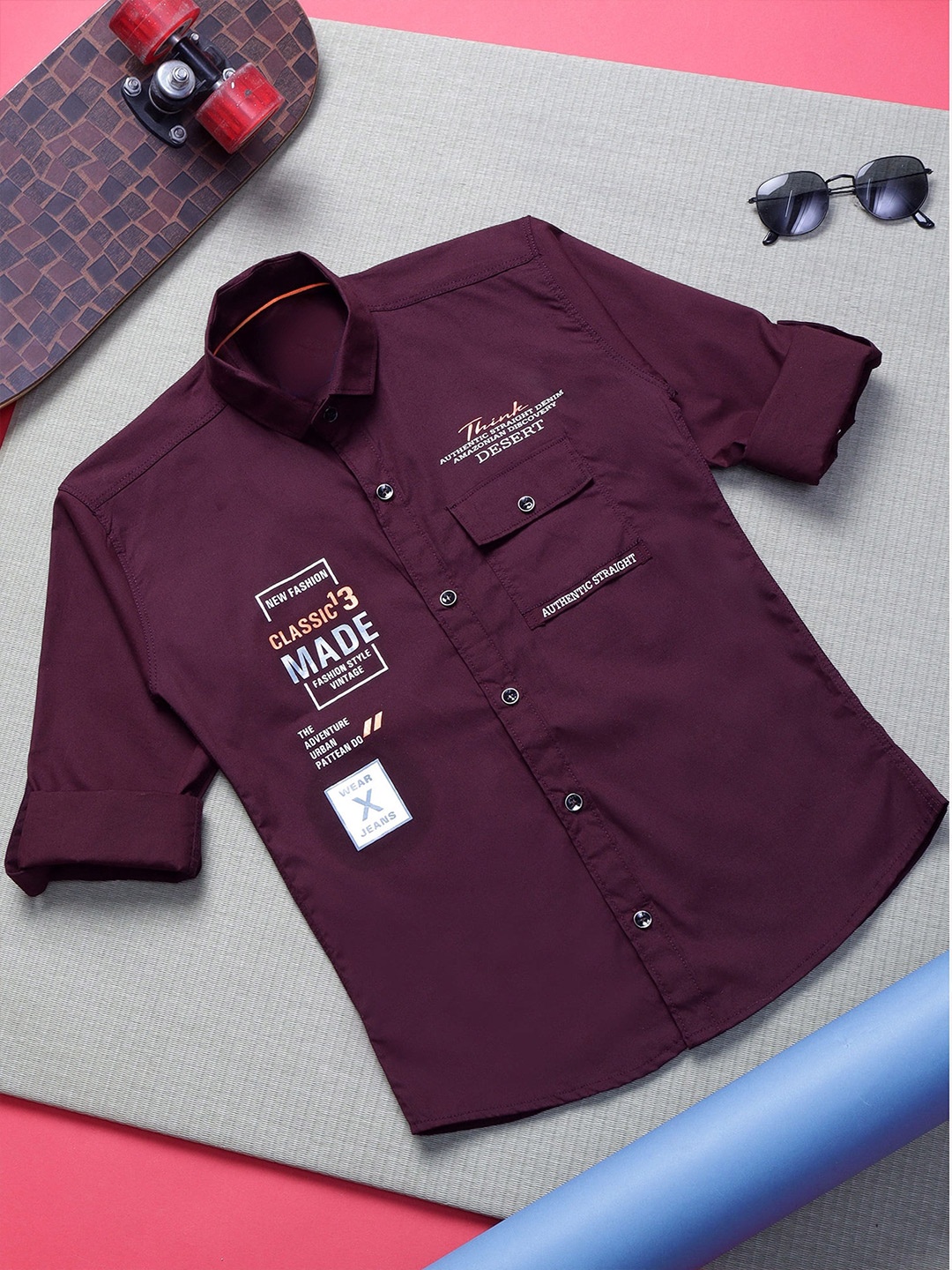 

YK Boys Opaque Printed Casual Shirt, Purple
