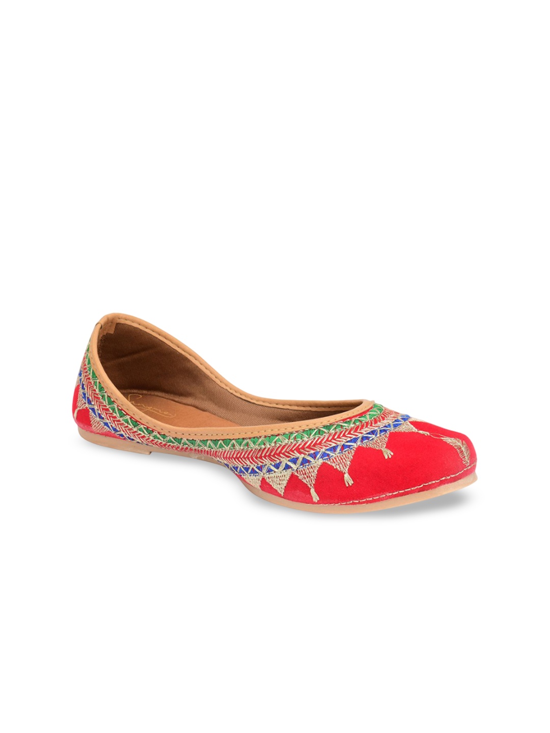 

Sangria Women Embroidered Zari Mojaris, Red