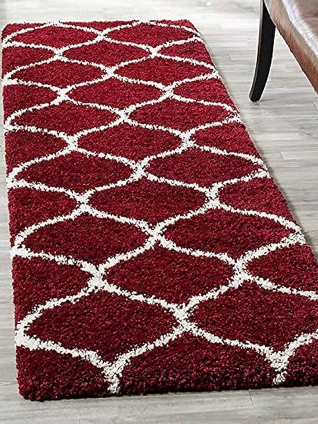 

Banchmark Home Furnishings Red Ethnic Motifs Anti-Skid Woollen Carpet