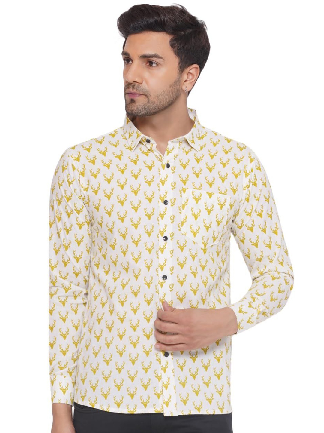 

VEERA PARIDHAAN Men Opaque Printed Casual Shirt, White