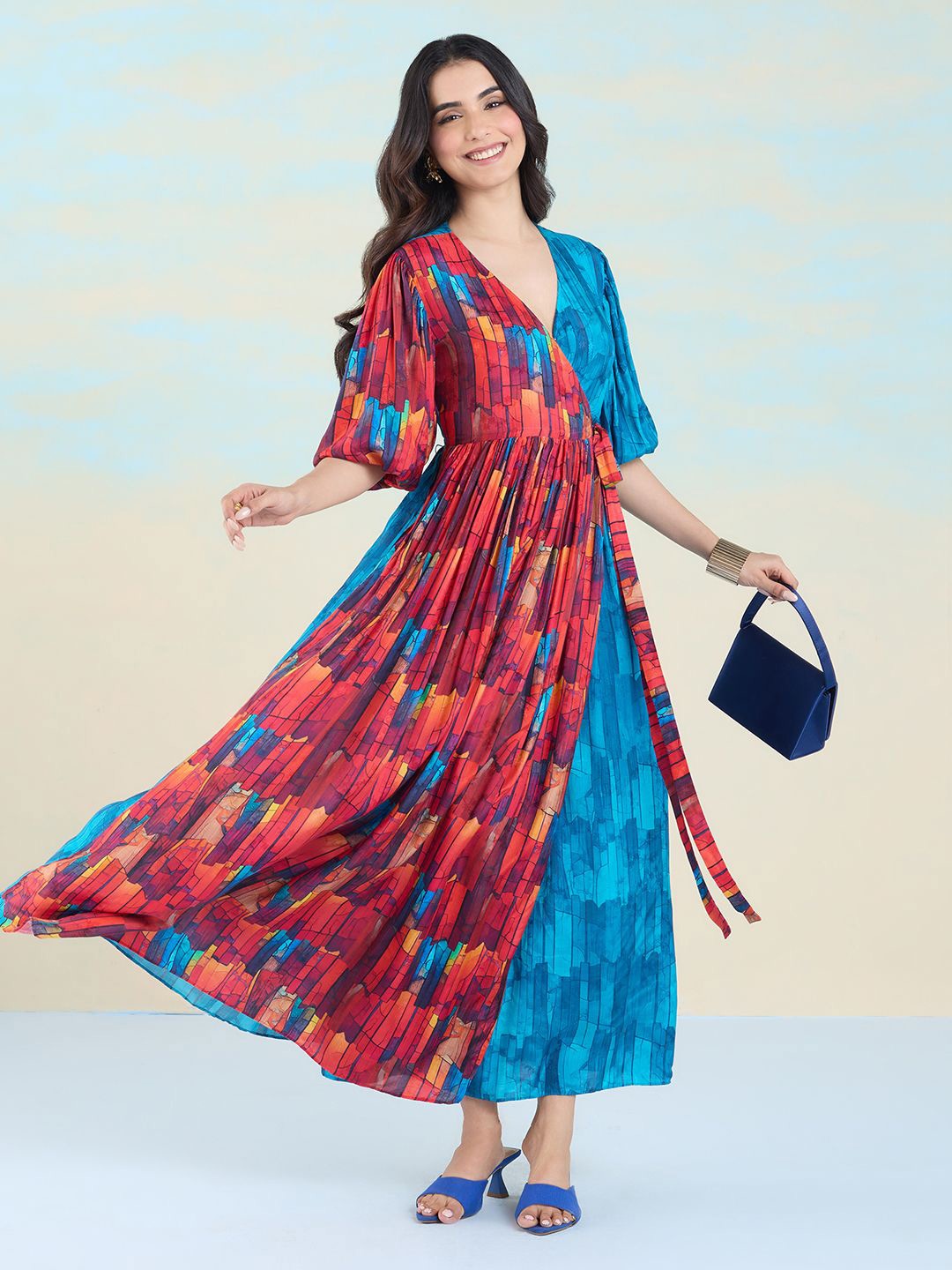 

navyasa by liva Tie and Dye Print Liva Maxi Dress, Teal