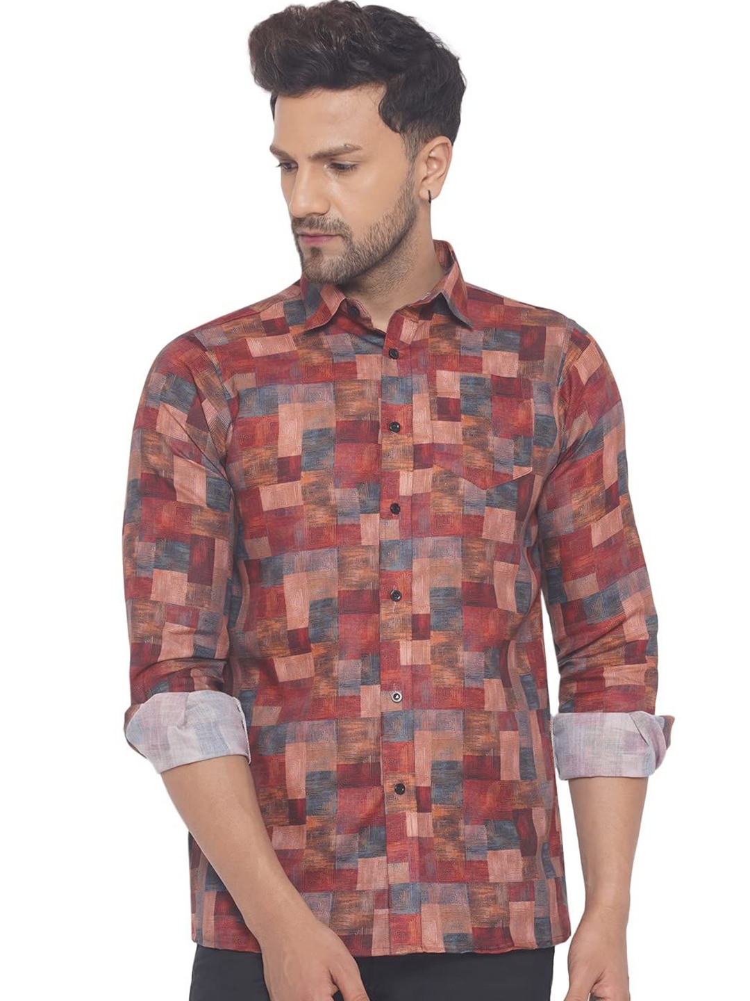 

VEERA PARIDHAAN Men Opaque Printed Casual Shirt, Red