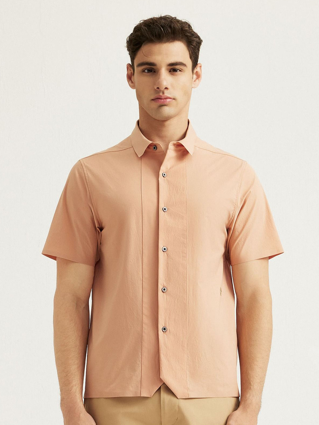 

Roam Everywhere Men Semi Sheer Casual Shirt, Coral