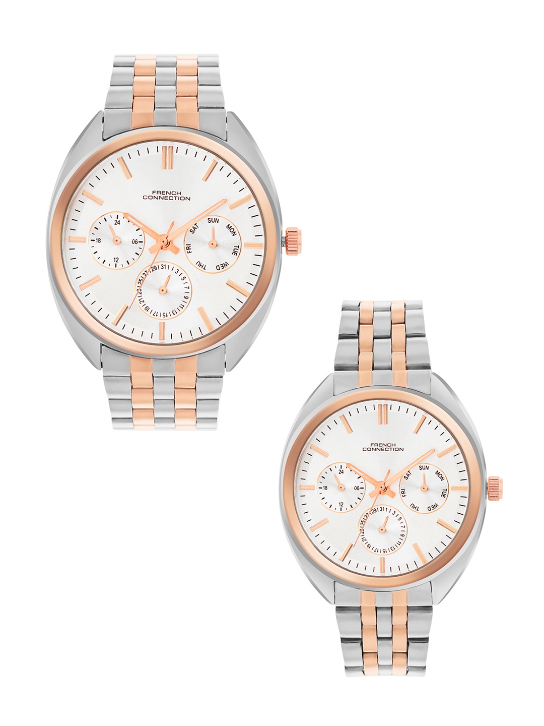 

French Connection Analogue Multi Function Couple Watches FCN0113RTM, Silver