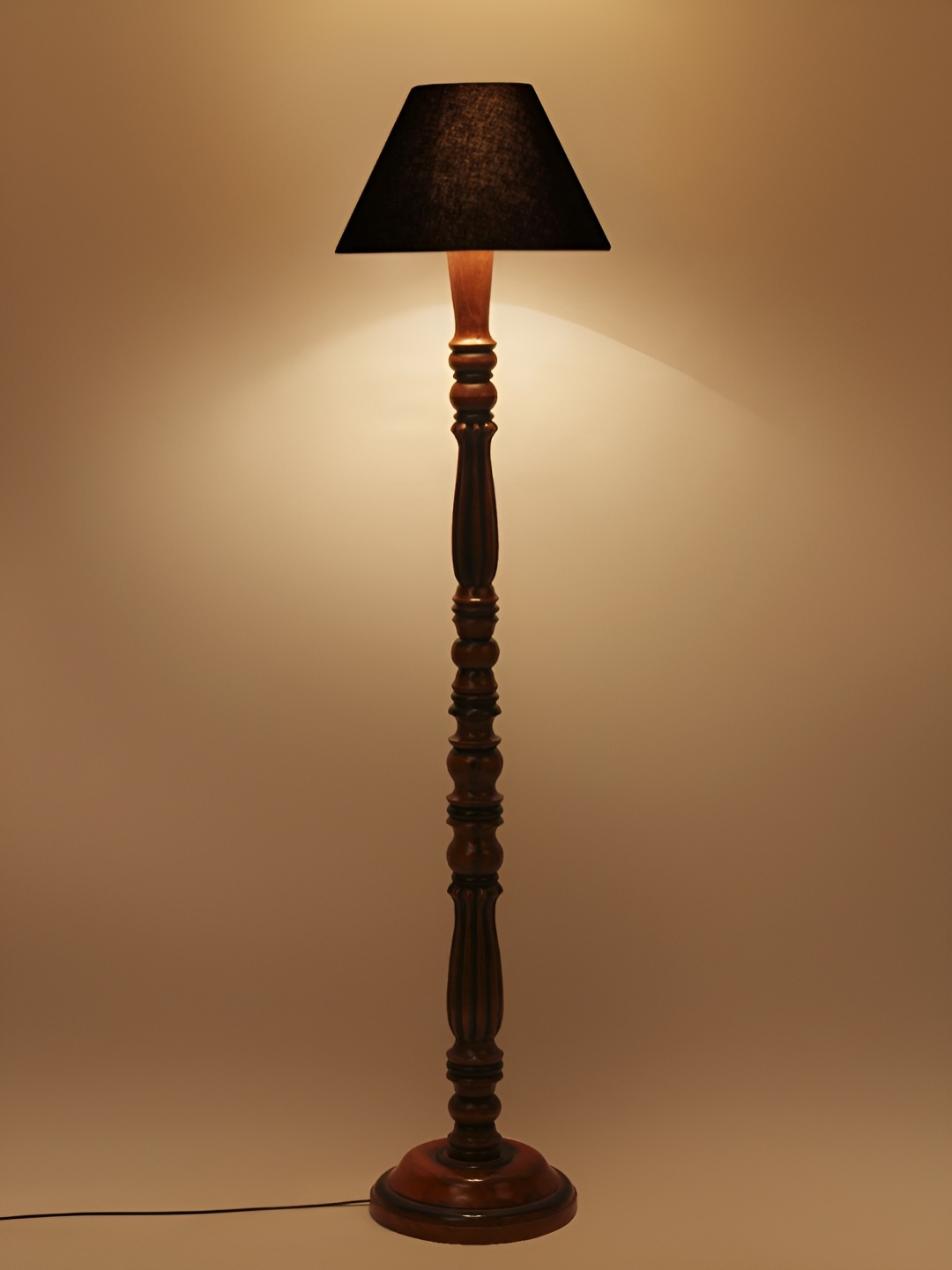 

Devansh Brown & Black Wooden Floor Lamp With Shade