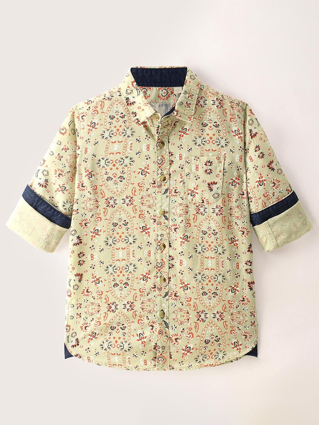 

Infinity Boys Floral Opaque Printed Casual Shirt, Beige