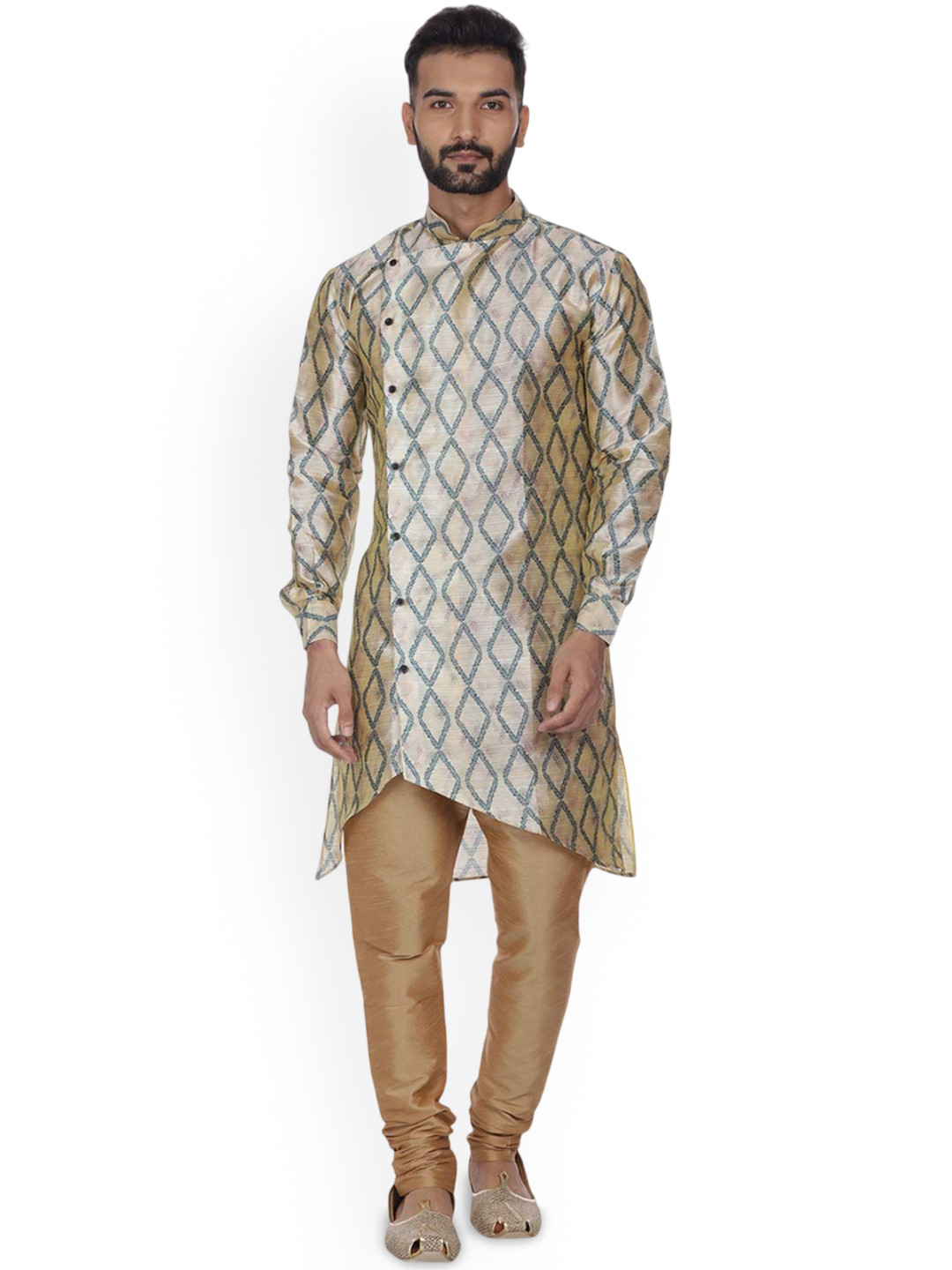 

VEERA PARIDHAAN Men Printed Regular Kurta with Pyjamas, Beige