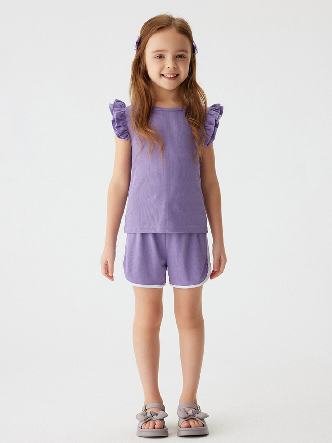 

LULU & SKY Girls Top with Shorts, Purple