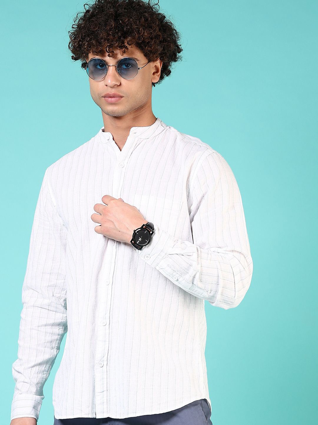 

V-Mart Men Striped Casual Shirt, Yellow