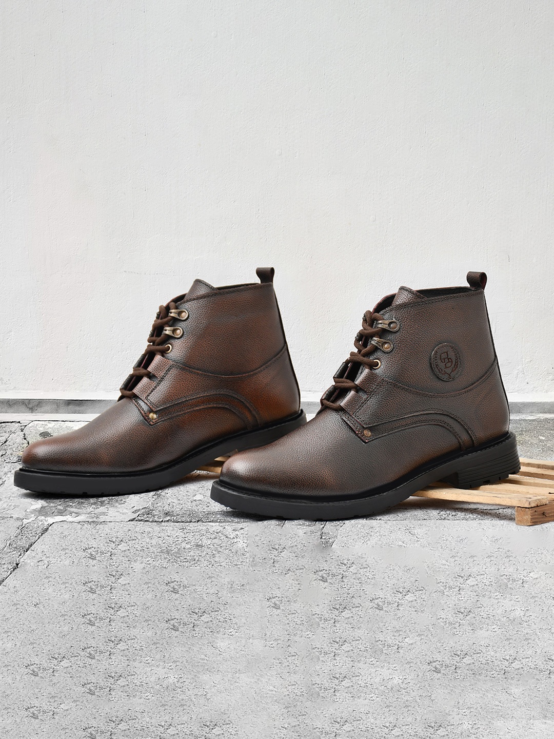 

DESIDERIO Men Leather Flatforms, Brown