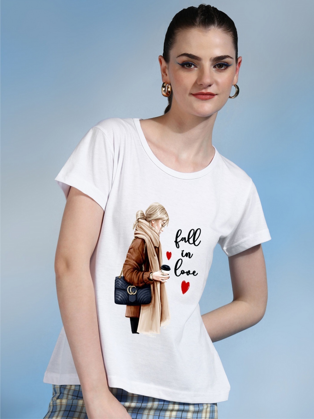 

Moda Rapido Women Printed Bio Finish Applique T-shirt, White