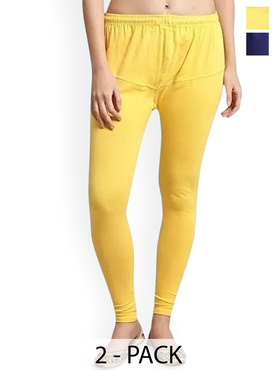 

URBAN KANYA Pack Of 2 Mid-Rise Churidar-Length Leggings, Blue
