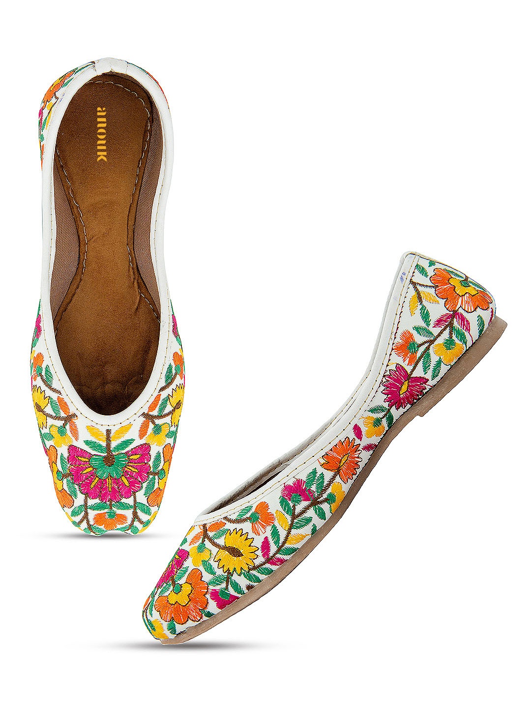 

Anouk Women Embellished Ethnic Mojaris with Embroidered Flats, Multi