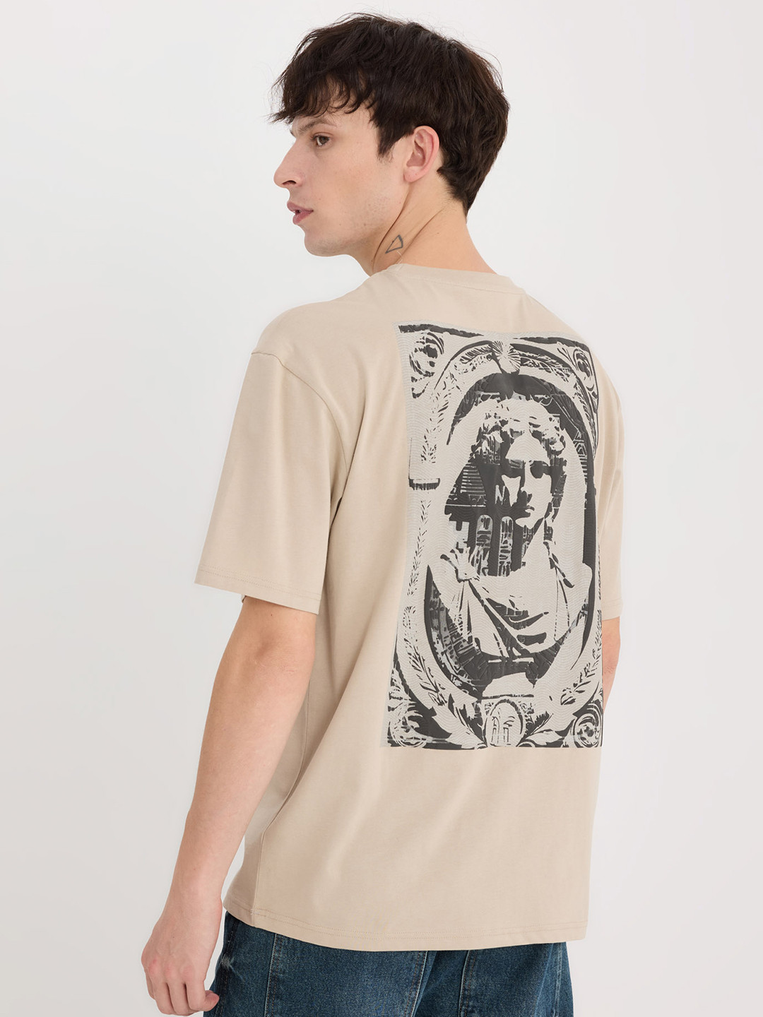 

DeFacto Men Printed Extended Sleeves Raw Edge T-shirt, Na