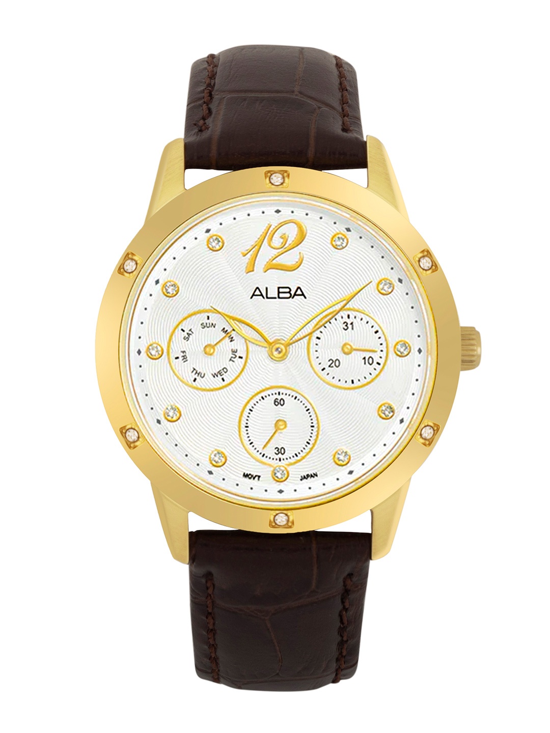 

ALBA White Ripple Dial with Brown Leather Strap-AP6718X1