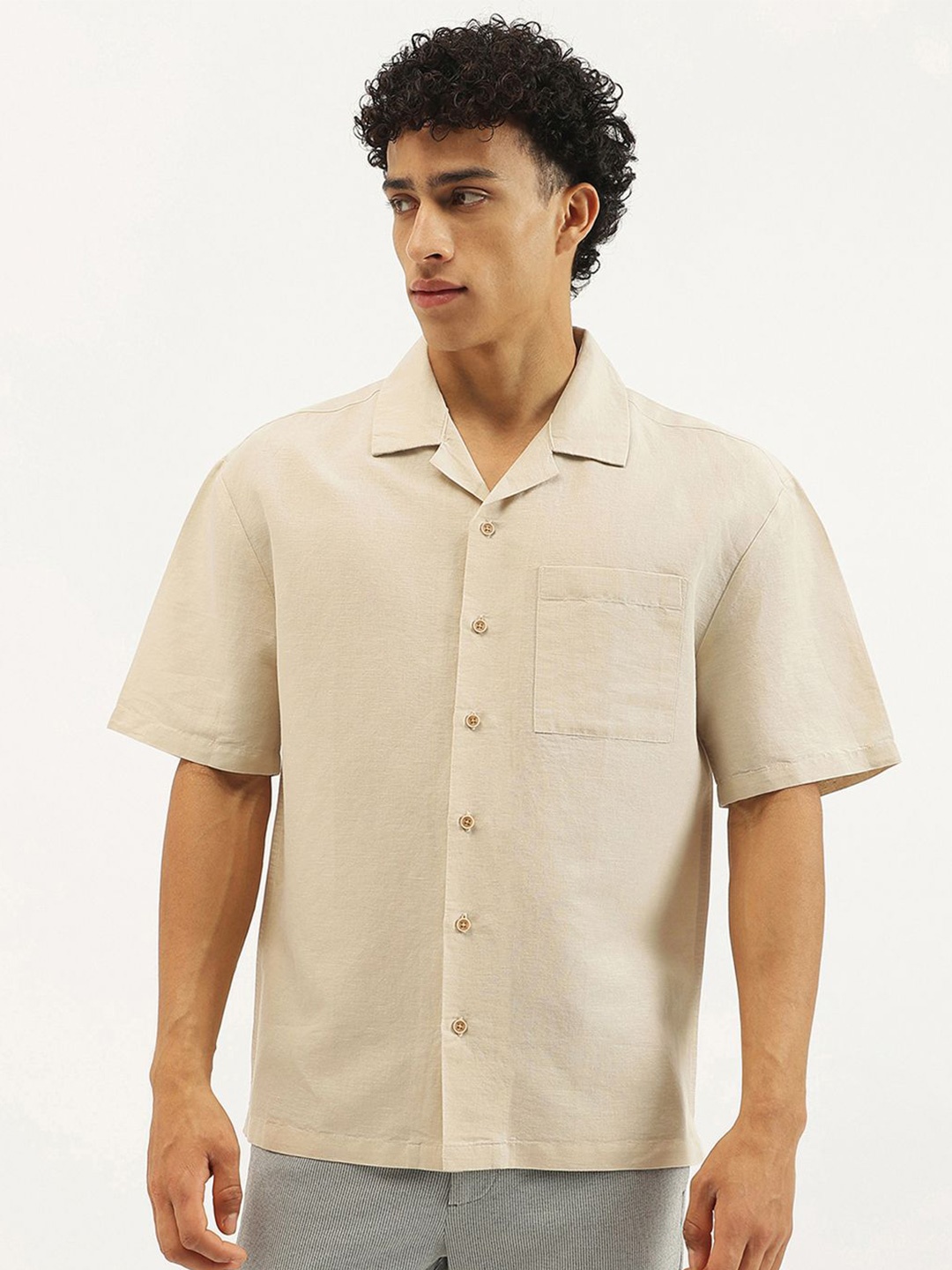 

United Colors of Benetton Men Opaque Casual Shirt, Beige