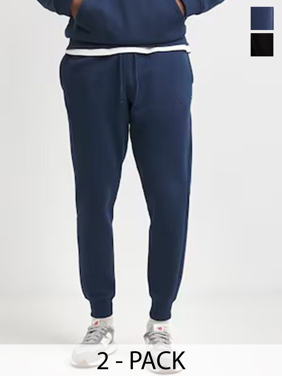 

Moda Rapido Men Pack Of 2 Cotton Mid Rise Joggers, Navy blue