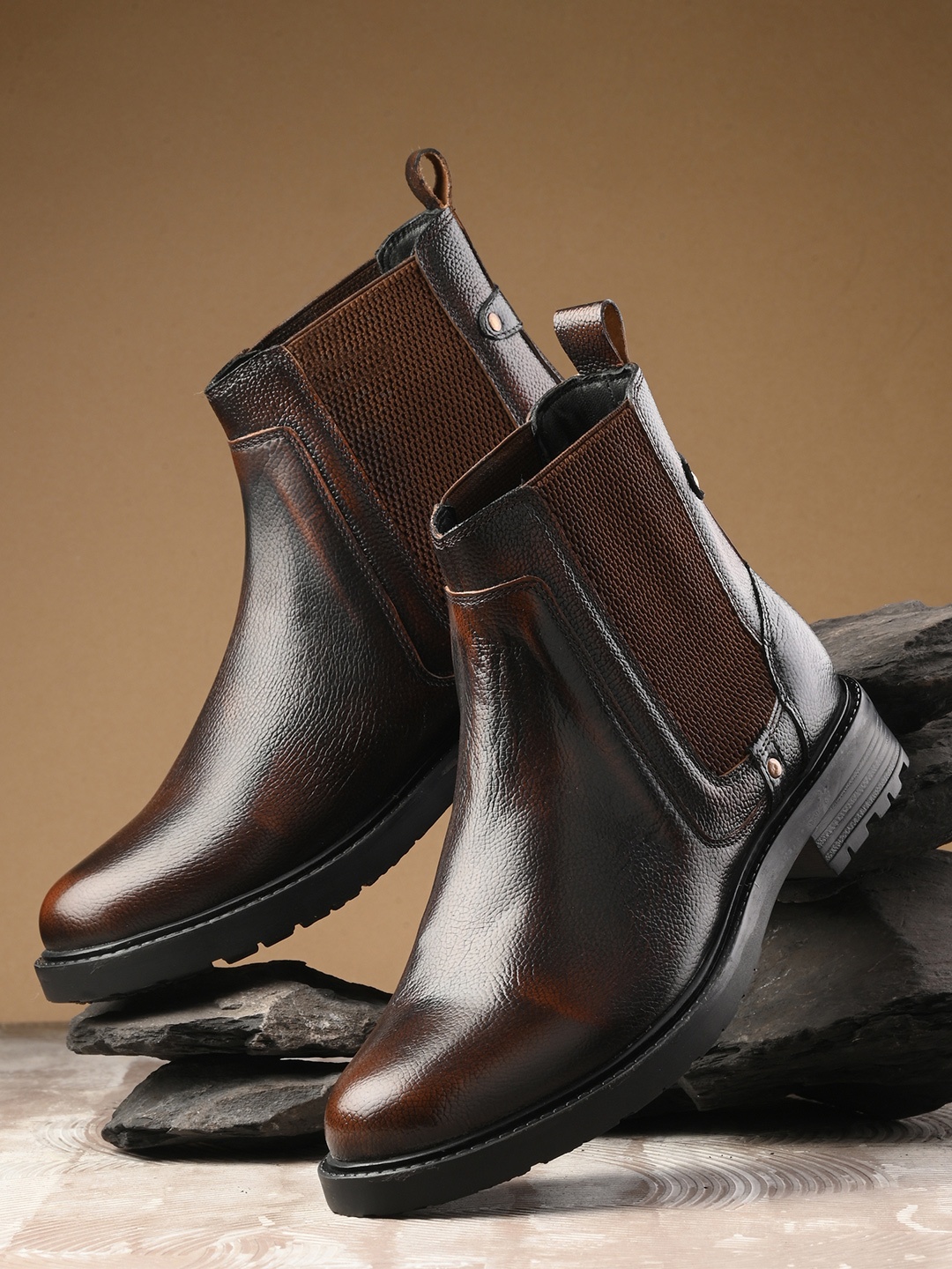 

DESIDERIO Men Leather Flatforms, Brown