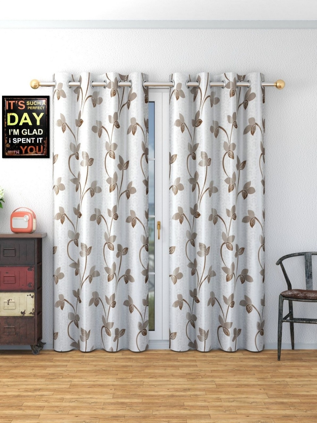 

Galaxy Home Decor Brown Set of 2 Floral Window Curtain