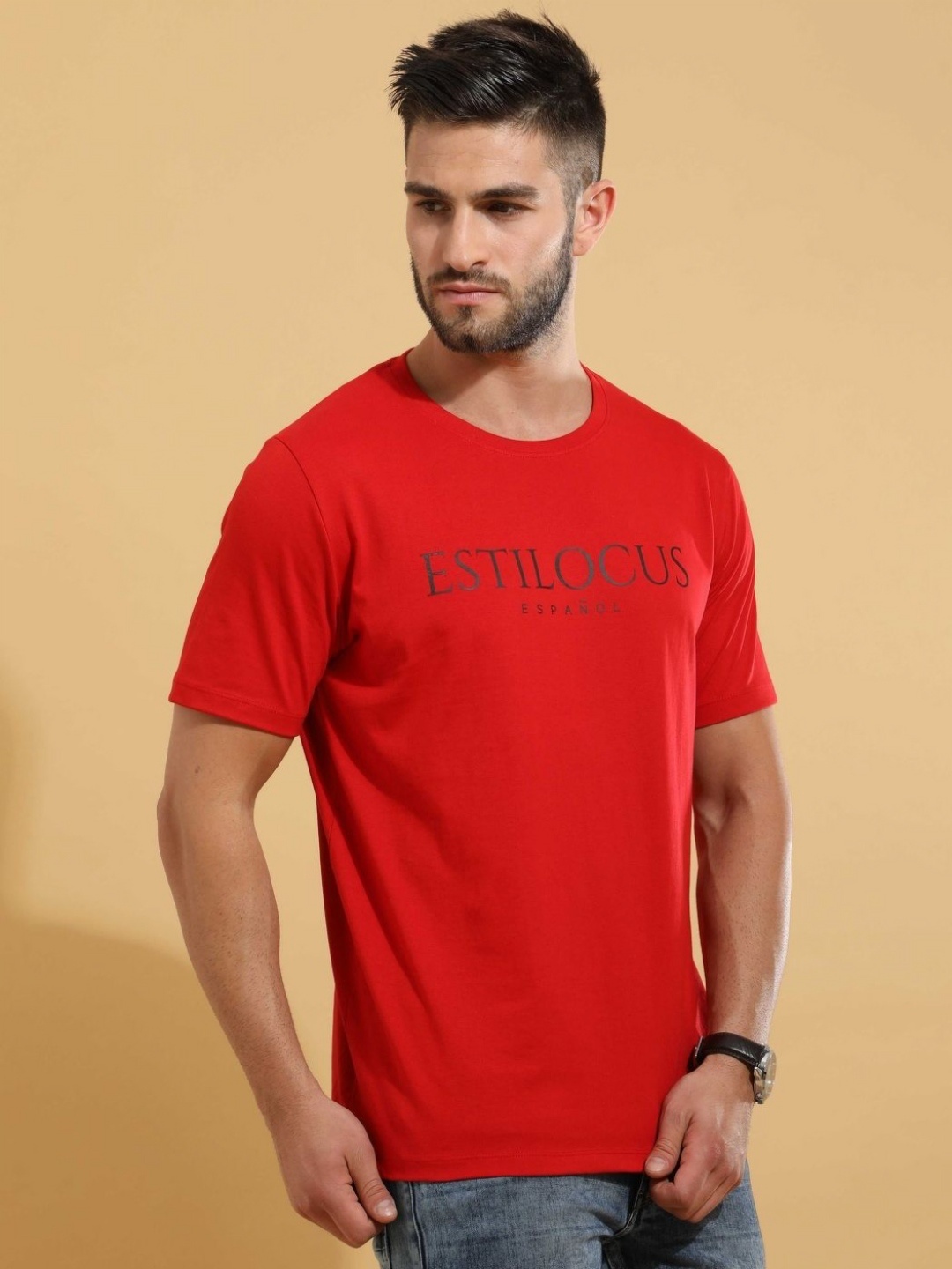 

Estilocus Men Typography T-shirt, Red