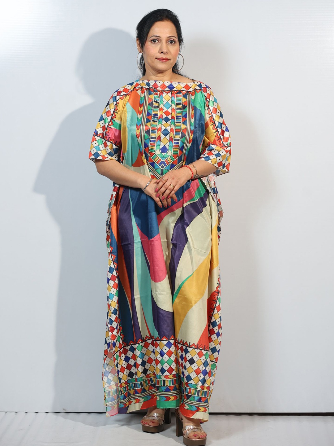 

Rajoria Instyle Print Kimono Sleeve Crepe Kaftan Maxi Dress, Multi