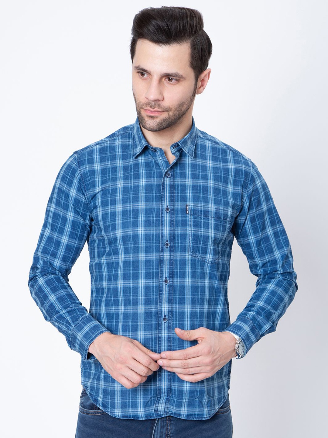 

Sparky Men Opaque Checked Casual Shirt, Multi