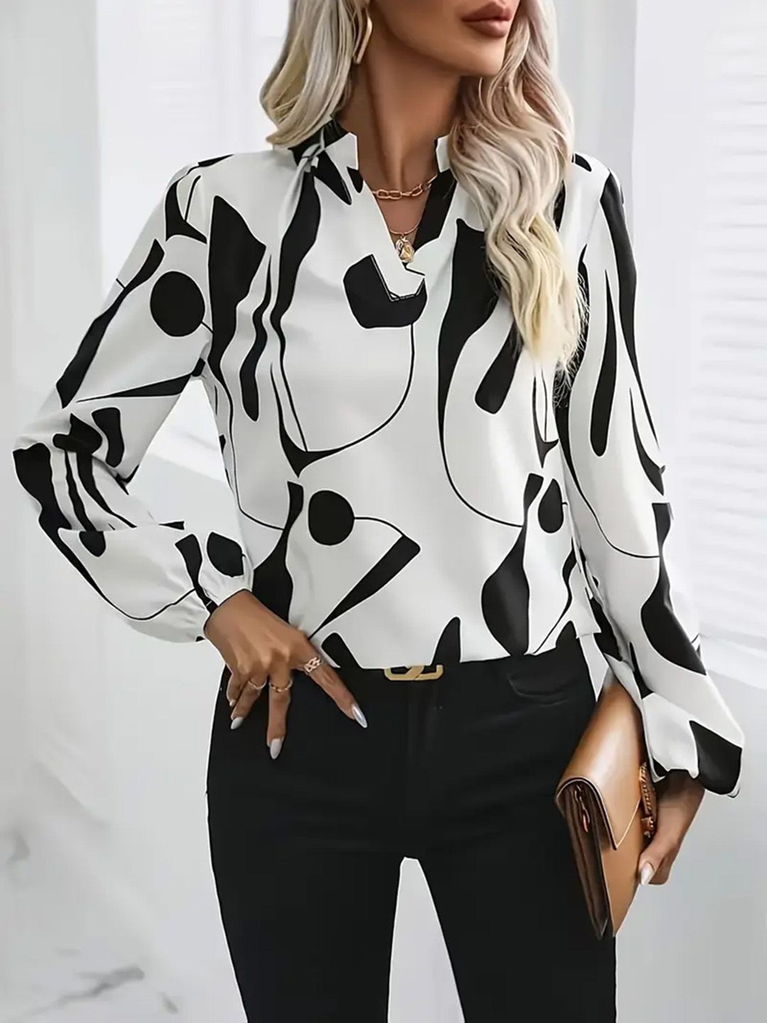 

JC Mode Print Top, White