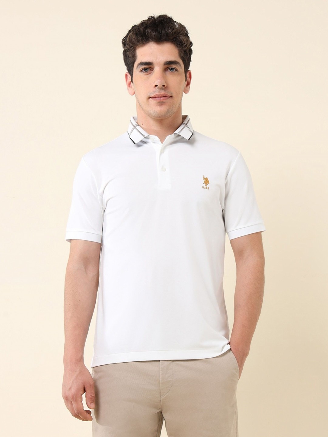 

U.S. Polo Assn. Men Polo Collar Slim Fit T-shirt, White