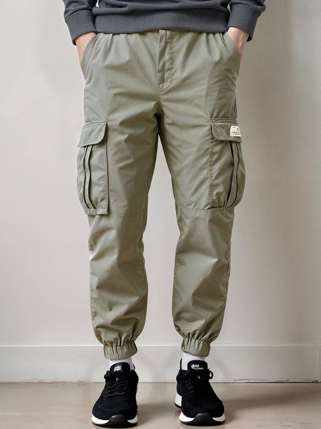 

SOBERSAINT Men Mid Rise Cargo Trouser, Green