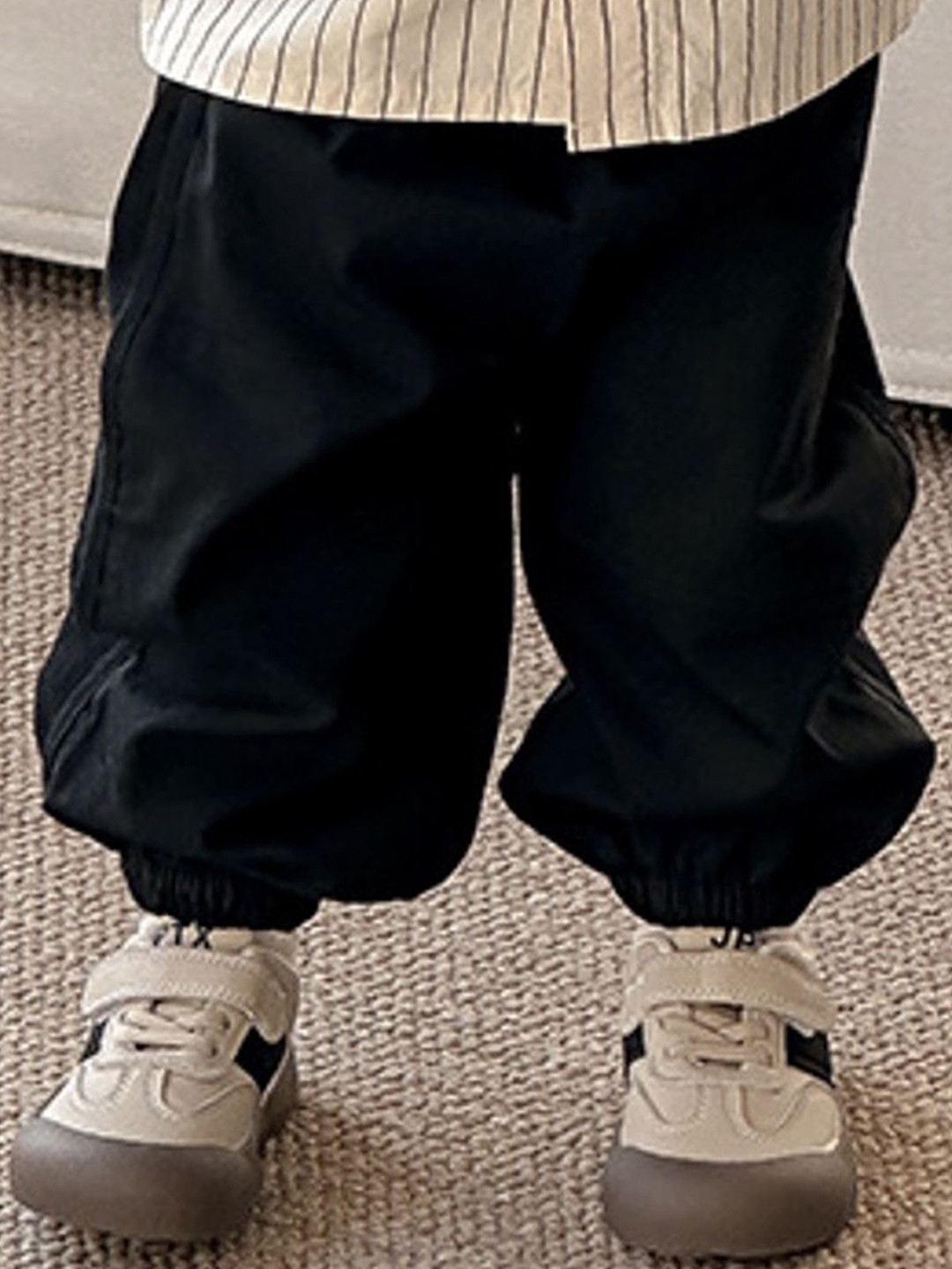 

LULU & SKY Boys Loose Fit High-Rise Trousers, Black