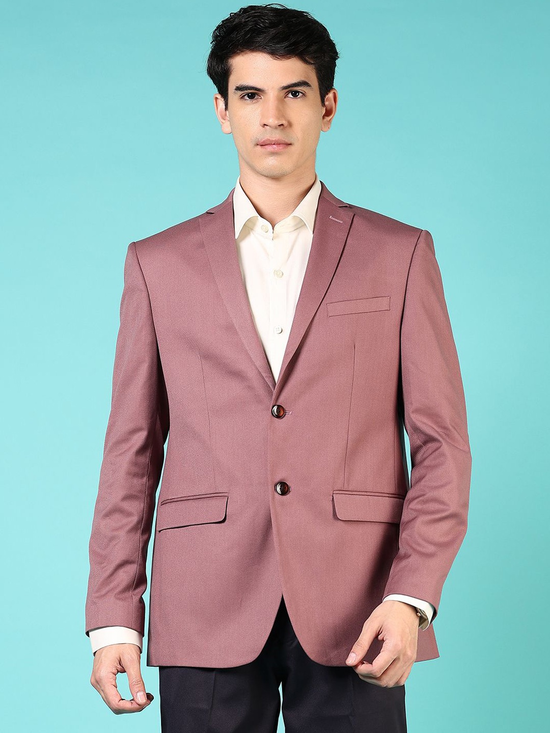 

V-Mart Cotton Notched Lapel Single Breasted Formal Blazer, Mauve