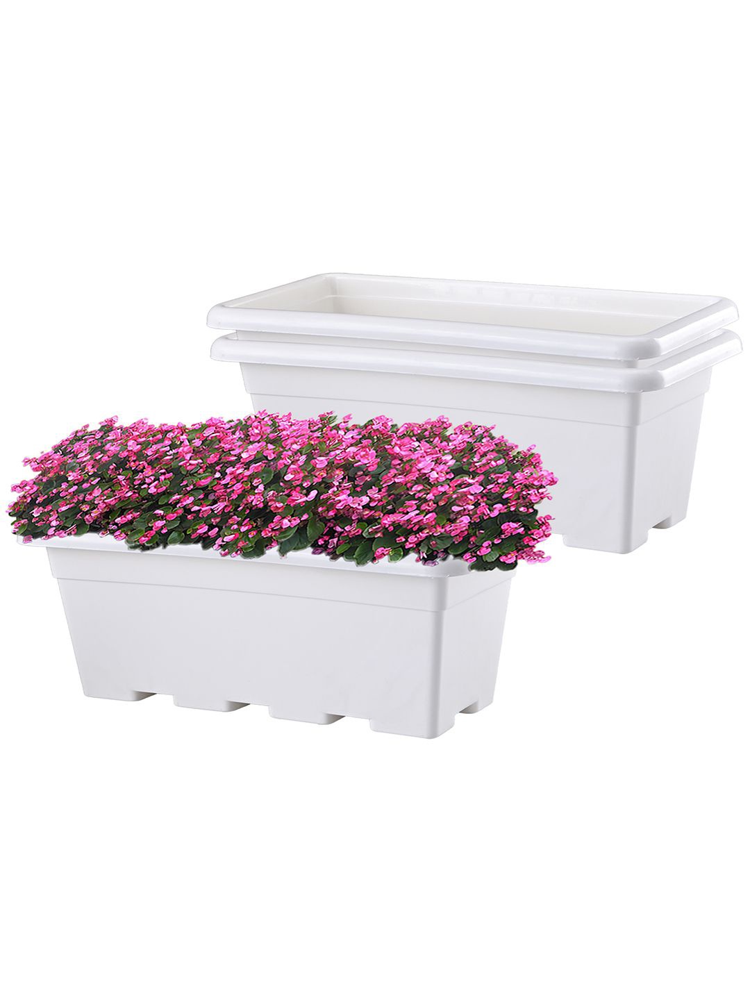 

Kuber Industries 3Pcs White Rectangle Shaped Jupiter Window Planters