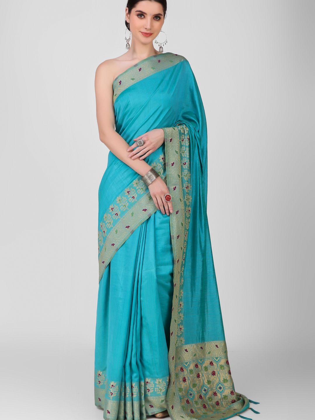 

Suha Art Silk Saree, Turquoise blue