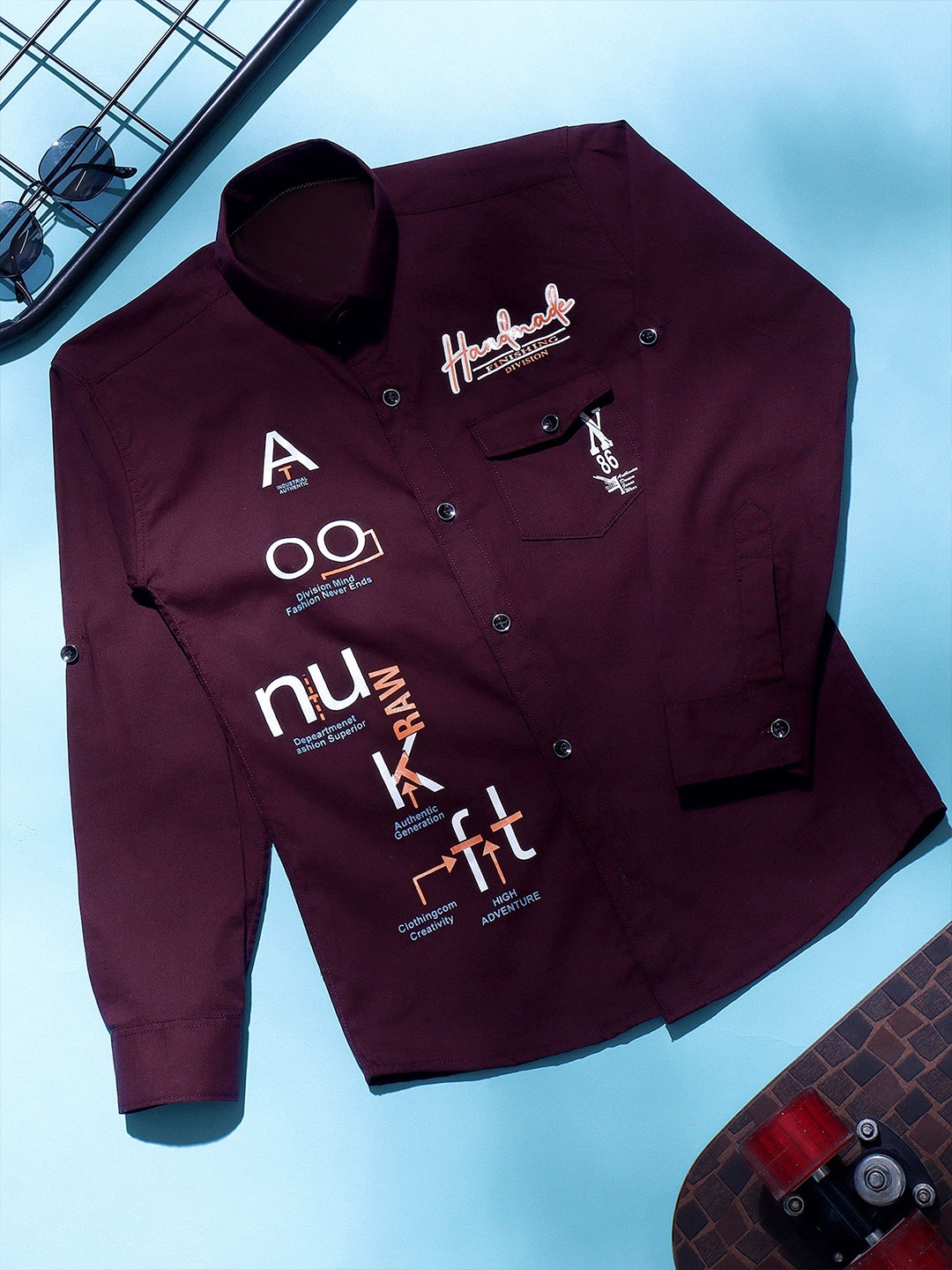

YK Boys Opaque Printed Casual Shirt, Purple