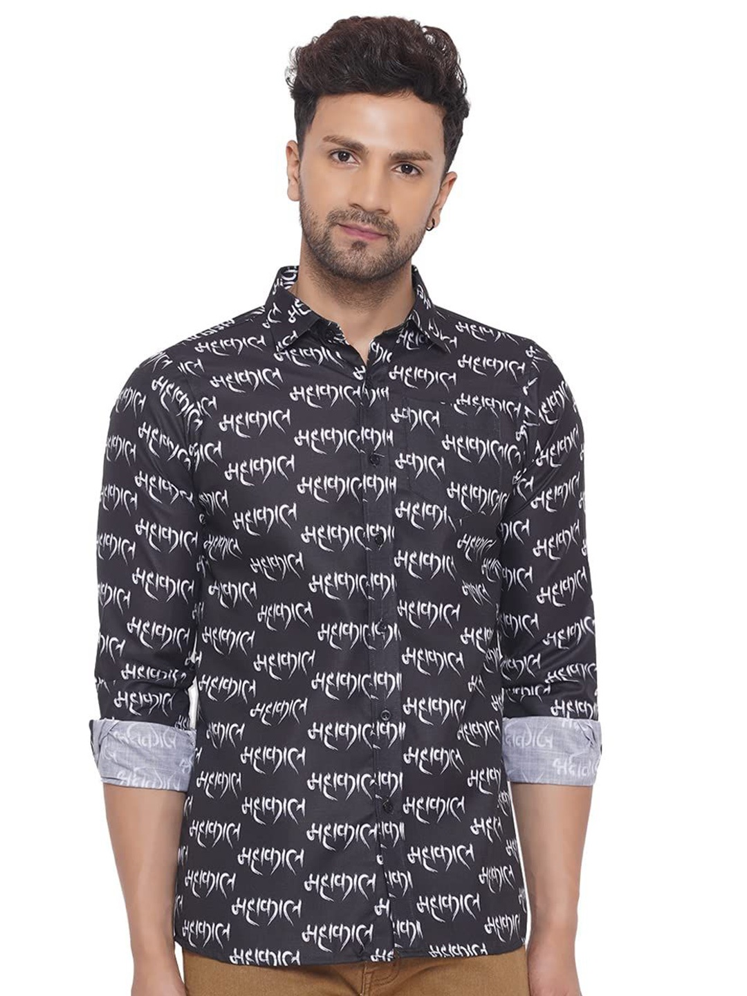

VEERA PARIDHAAN Men Opaque Printed Casual Shirt, Black