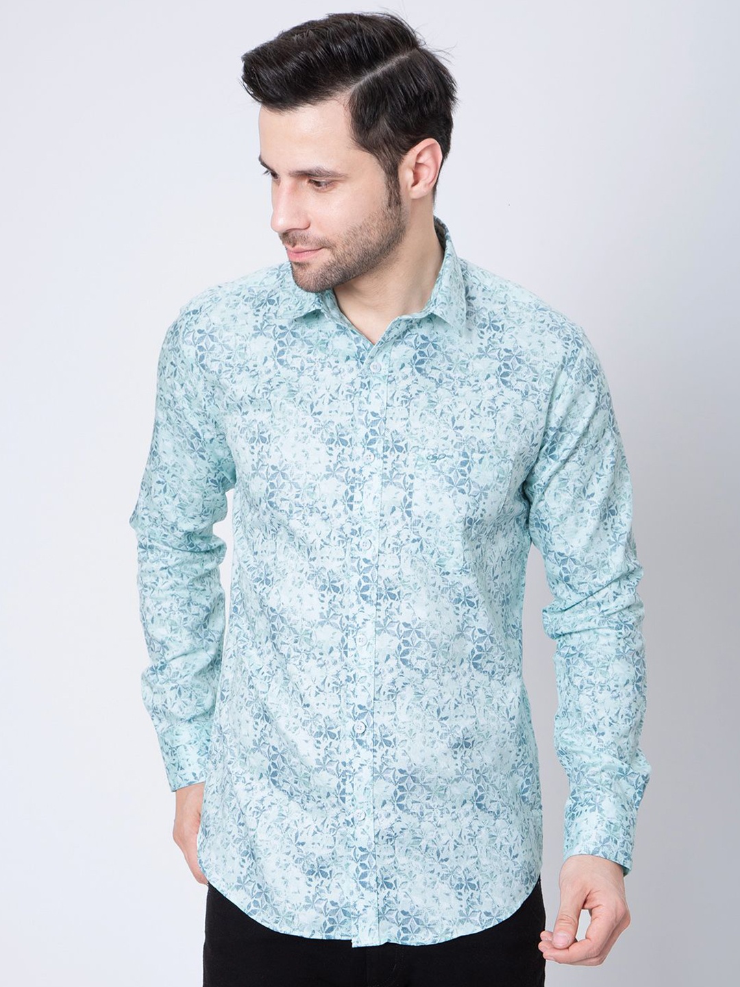 

Sparky Men Floral Opaque Printed Casual Shirt, Teal