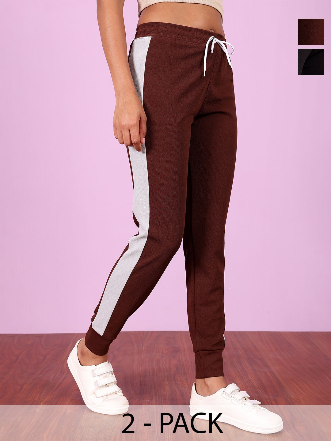 

Zicada Women Colourblocked Straight Fit Trousers, Black