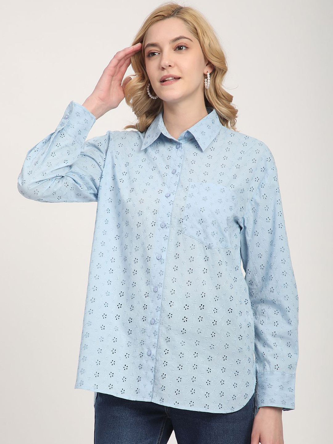 

R&B Geometric Cotton Top, Blue