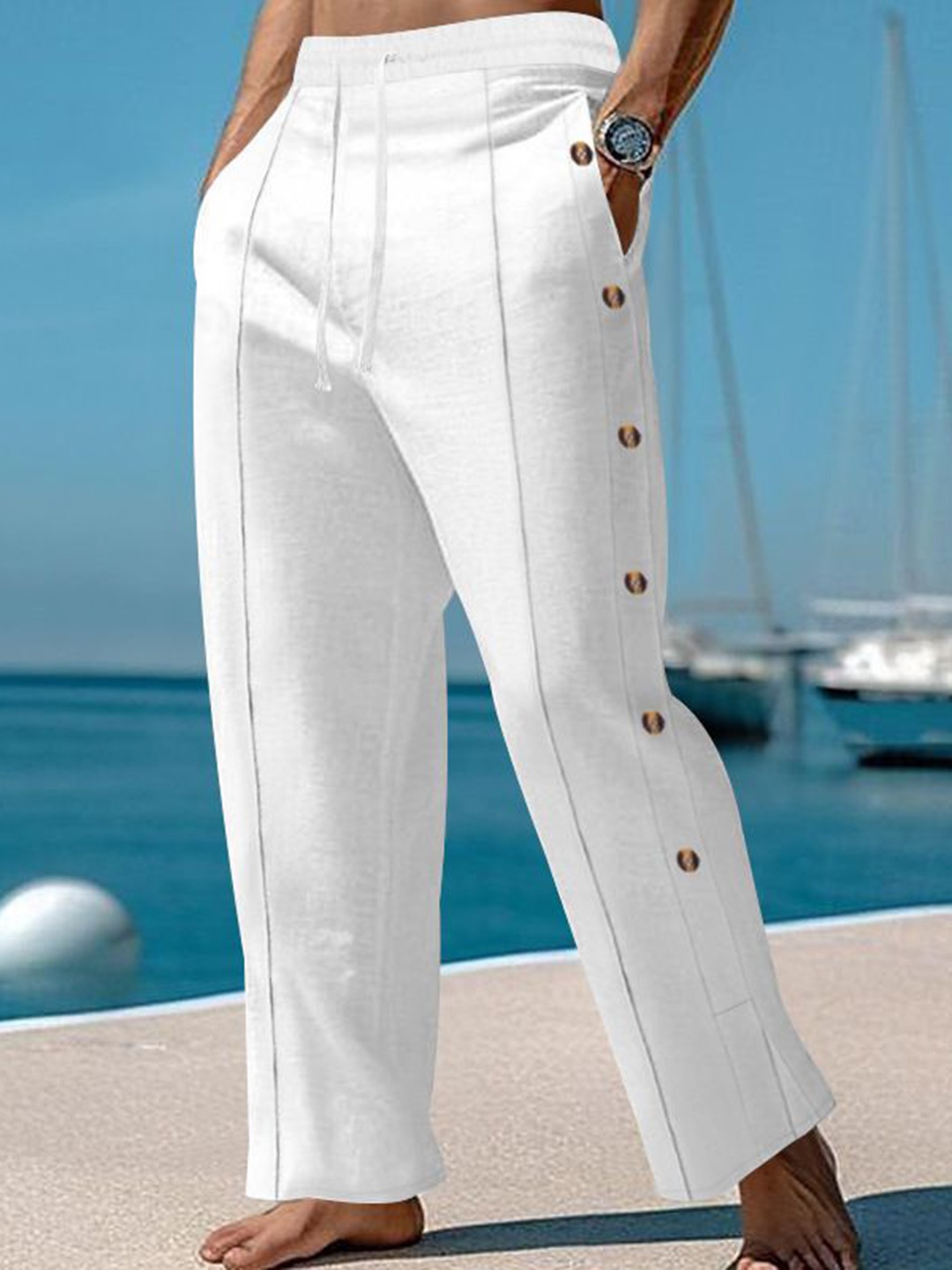 

StyleCast x Revolte Men Easy Wash Trousers, White