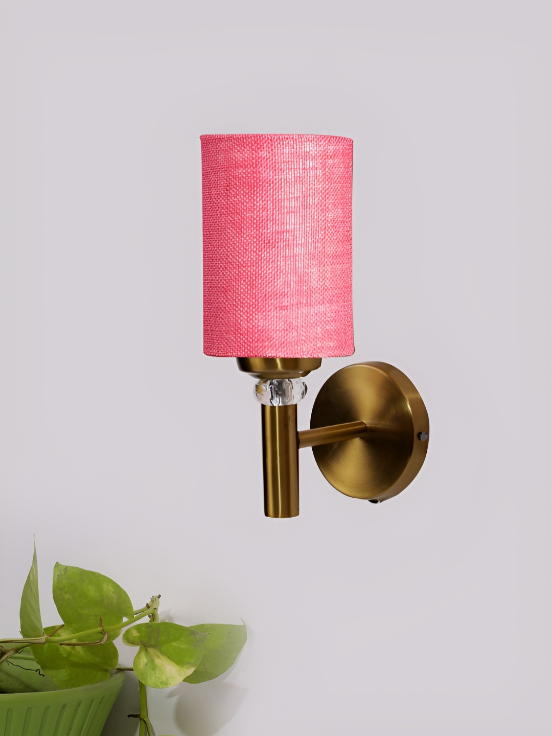 

Devansh Pink Antique Gold Wall Lamp With Shade