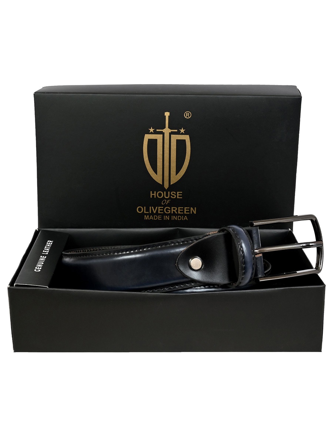 

HOUSE OF OLIVEGREEN Men Leather Formal Belt, Black