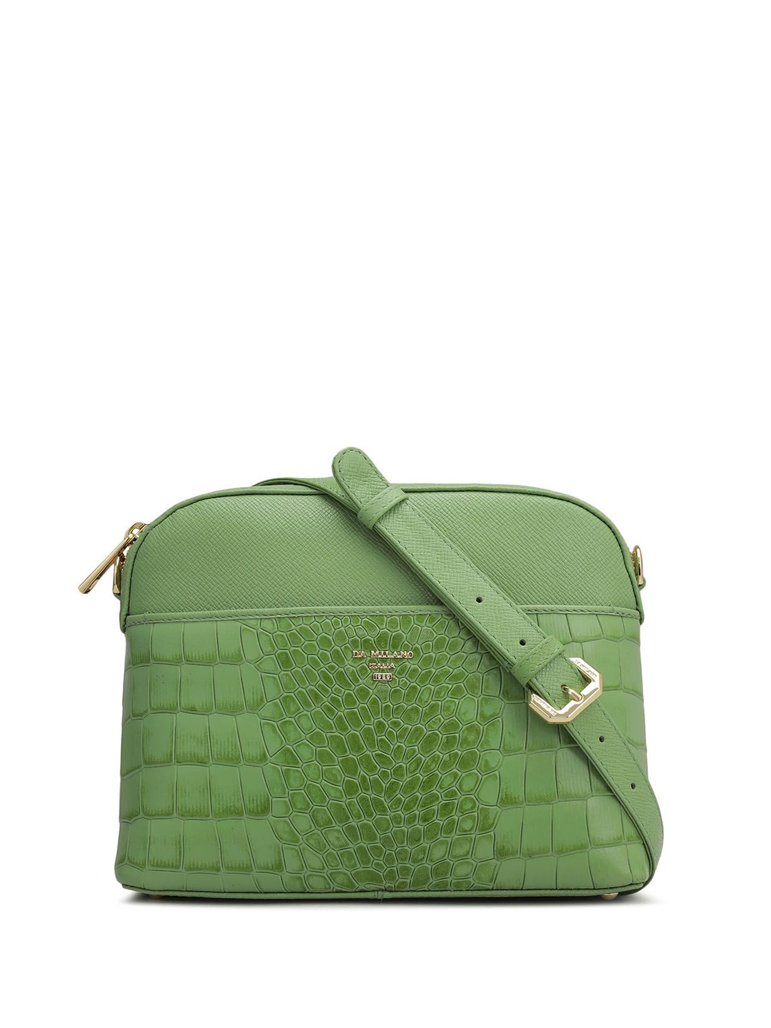 

Da Milano Textured Leather Sling Bag, Green