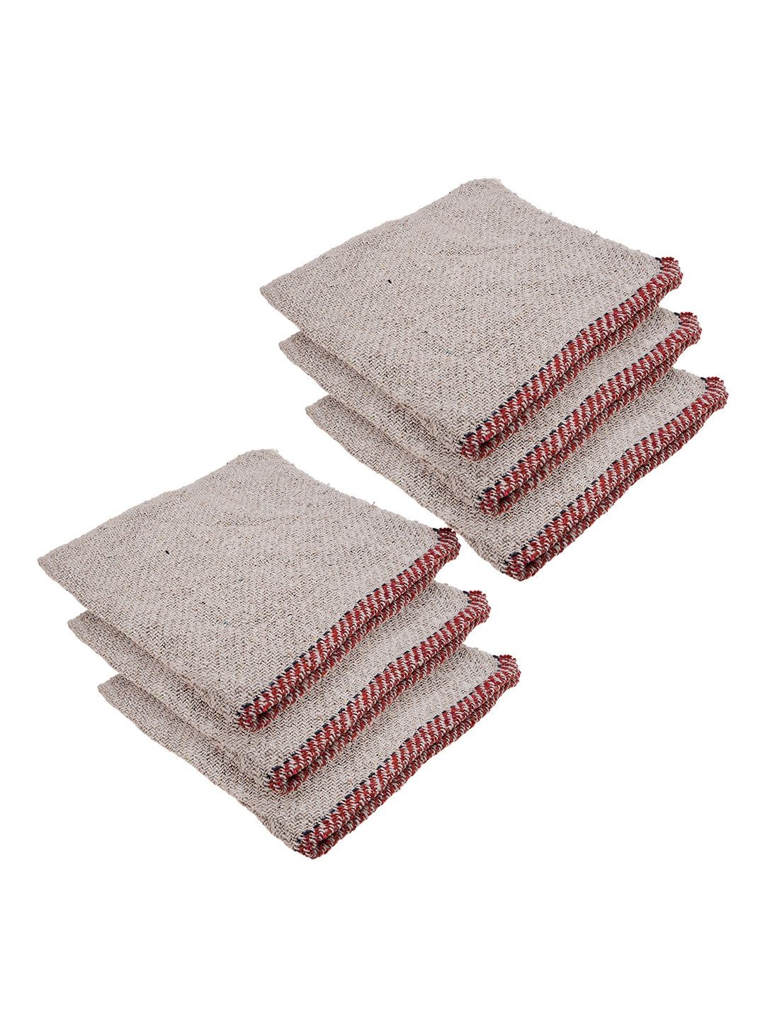 

Kuber Industries White Pack of 6 Textured Cotton Large Floor Cleaning Cloth