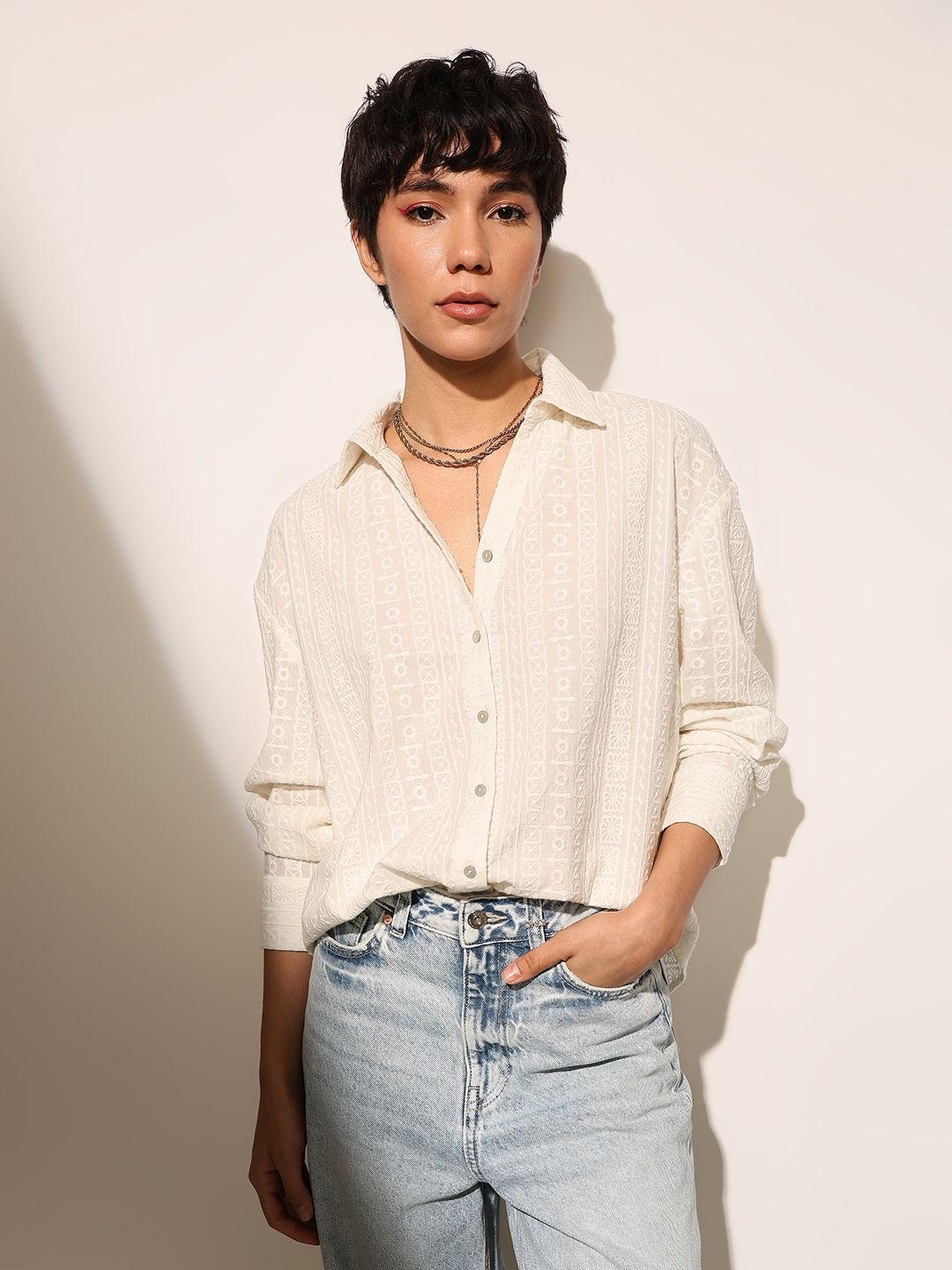 

ONLY Women Opaque Casual Shirt, White