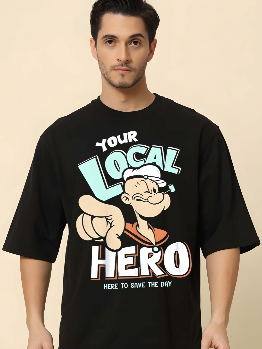 

KAIDO Men Drop-Shoulder Sleeves T-shirt, Black