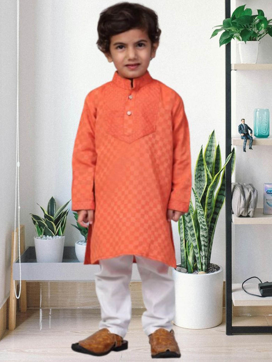 

CENSAL Boys Regular Kurta with Pyjamas, Orange